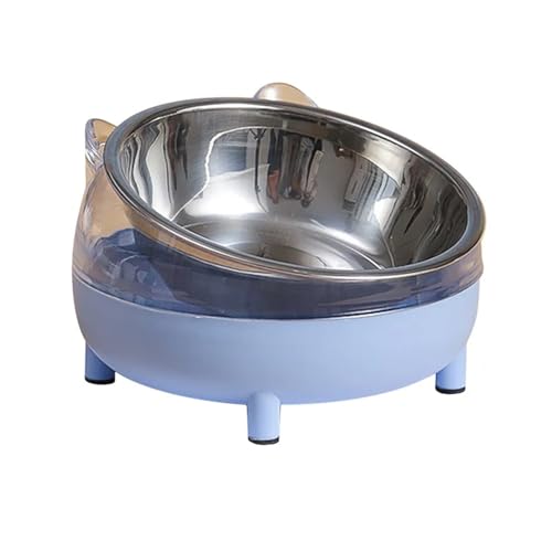 Kreativer Futternapf for Katzen, trennbar, Futternapf/Trinknapf aus Edelstahl for kleine und mittelgroße Katzen, Hunde, transparente Futteraufbewahrung Katzennapf (Color : Blue Double Bowl) von WLTYSM