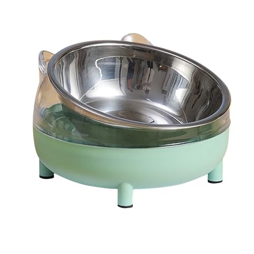 Kreativer Futternapf for Katzen, trennbar, Futternapf/Trinknapf aus Edelstahl for kleine und mittelgroße Katzen, Hunde, transparente Futteraufbewahrung Katzennapf (Color : Green Double Bowl) von WLTYSM
