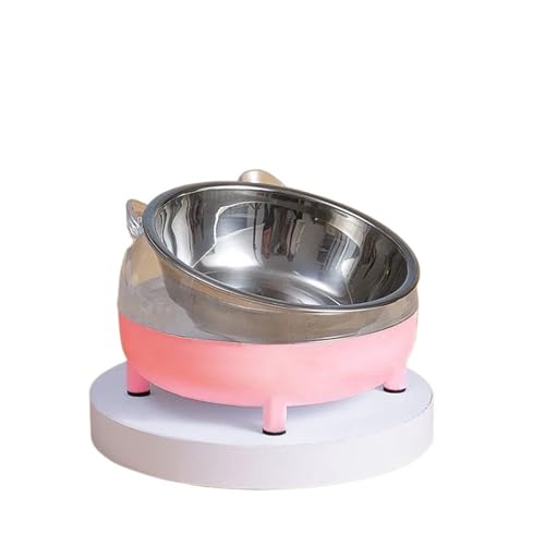 Rutschfester, erhöhter Crash-Napf for Katzen und Hunde, um 15 Grad erhöht, Futternäpfe for Katzen aus Edelstahl, schützen den Hals von Welpen und Katzen Katzennapf (Color : Pink B) von WLTYSM