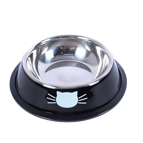 Zusammensetzbarer mehrfarbiger Edelstahlnapf for Hunde und Katzen, rutschfest, rutschfest, for Essen und Trinken, Tiernahrungsbehälter, Futternapf Katzennapf (Color : Black) von WLTYSM