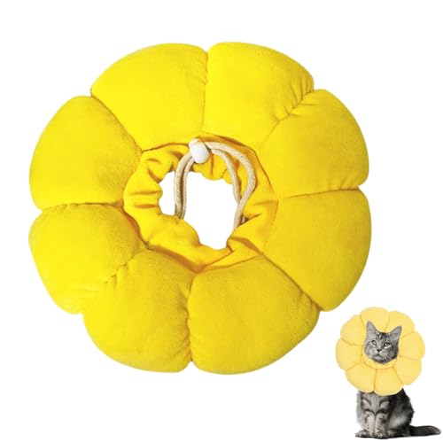 Halskrause Katze,Katzenkragen,Katzenbody Nach Op,Leckschutz Katze,Sonnenblume Schutzkragen Katze,Halskrause Hund Weich Klein,Halskragen Katzen,Verwendet für Haustie Chirurgischen Schutz Halsband(Gelb) von WLVinson