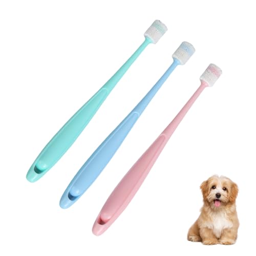 3 Stück Katzen Zahnbürste Katze,Katzenzahnbürste für Katzen,Cat Toothbrush 360 Grad,Wiederverwendbar Kleine Und Hunde Silikon Lebensmittelqualität Zahnbürste für Haustiere Reinigungsset (3 Farben) von WLVinson