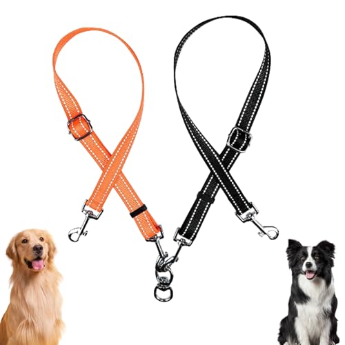 Doppelte Hundeleine Multi 2 in 1 - Splitter für 2 Hunde,360° Drehbare,Verstellbare Reflektierende Nylonleine,Kein Gewirr,Outdoor Wanderleine für Welpen Kleine Mittelgroße,Lauftraining zum Hundeleinen von WLVinson