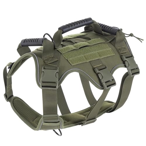 WLXW Taktischer Hundehelm Mit Schutzbrille, Militärhunde, Brust- Und Rückenverstellbare Weste, Führstrick for Deutsche Schäferhunde, Belgische Hunde, Ähnliche Größe(RG-Vest,XL) von WLXW