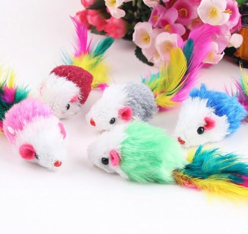 WLngtv 10 Stück buntes weiches Fleece-Spielzeug für falsche Mäuse, Katzenspielzeug, bunte Feder, lustiges Spielzeug, Weihnachtsgeschenke WLngtv 10 Stück buntes weiches Fleece-Spielzeug für falsche Mäuse, Katzenspielzeug, bunte Feder, lustiges Spielzeug, Weihnachtsgeschenke von WLngtv