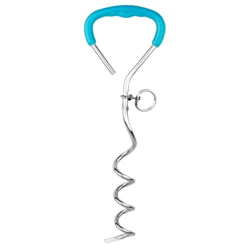 Hundekrawatte Metall Spiral Hunde Yard -Pfahl for Hundelauf (Lake Blue 9x45 cm) von WMFASBAG