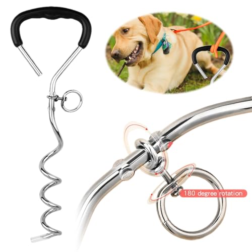 Hundekrawattenstöcke Metall Spiral Hundehof Pfahl for Hundebrennen draußen (grün 9x45 cm) von WMFASBAG