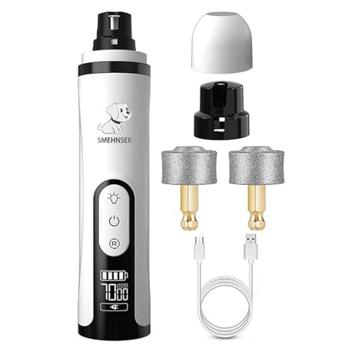 WMFASBAG Elektrische Haustiernagelschleifer mit LED Hell Electric Hundenagel Clippers USB-Nagelschleife 3-Gang for große mittel kleine Hund von WMFASBAG