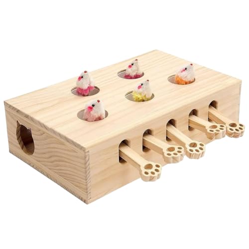 WMFASBAG Katzen Whack A Mole Spiel Whack A Mole Katzenspielzeug, 3/5-Loch-Katzenspielzeug aus massivem Holz, lustige Jagdspielzeugkiste aus Holz, interaktiv for Katzen, Kätzchen WMFASBAG Katzen Whack A Mole Spiel Whack A Mole Katzenspielzeug, 3/5-Loch-Katzenspielzeug aus massivem Holz, lustige Jagdspielzeugkiste aus Holz, interaktiv for Katzen, Kätzchen von WMFASBAG