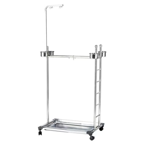 WMFASBAG -Metall -Papageienständer mit Fütterungsschalen Papageienspielständer mit Rädern großer Vogelplaystand Edelstahl Papageien -Training Barsch Stand for Papageivogel WMFASBAG -Metall -Papageienständer mit Fütterungsschalen Papageienspielständer mit Rädern großer Vogelplaystand Edelstahl Papageien -Training Barsch Stand for Papageivogel von WMFASBAG