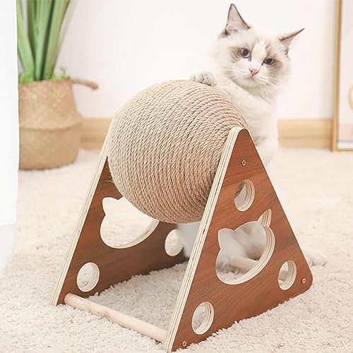 WMLBK Katzenspielzeug Ball aus Holz und Sisal,Sisalball Hölzernes Katzenspielzeug für Kleine Bis Katzen von WMLBK