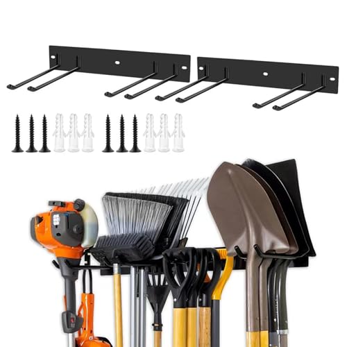 WMLBK Metall-Gartengerätehalter Wandhalterung mit 4 Doppelhaken & 2 Paneele,100kg Tragkraft für Schaufeln, Besen, Rechen und Gartenwerkzeuge in Garage, Garten, Keller WMLBK Metall-Gartengerätehalter Wandhalterung mit 4 Doppelhaken & 2 Paneele,100kg Tragkraft für Schaufeln, Besen, Rechen und Gartenwerkzeuge in Garage, Garten, Keller von WMLBK