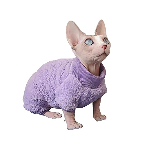 WMXING Katzenkleidung, Sphynx Katzenkleidung, doppelt quadratische Katzenkleidung, warme Katzenkleidung, Vier Fuß Katze Kleidung-Violett_L +. von WMXING