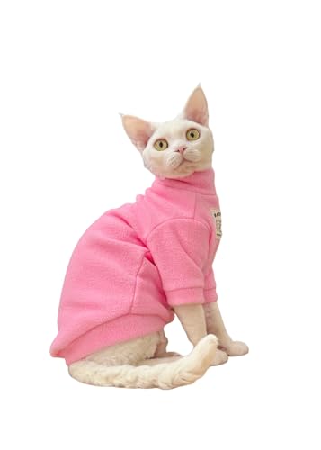 WMXING Katzenkleidung, Sphynx Katzenkleidung, rosa Rollkragenpullover Warmer Katzenpullover-Rosa_L von WMXING