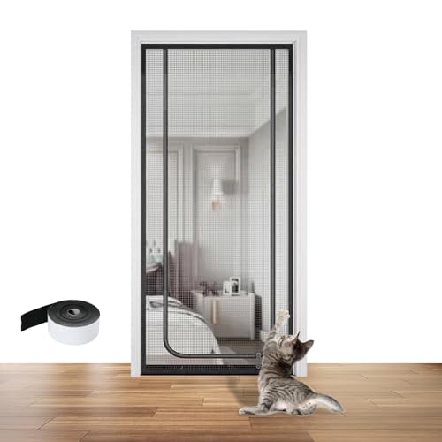 WMYYLX katzengitter Balkontür, Katzennetz für Balkon, Verdickte Haustiergittertür, Cat Screen Katzennetz mit Reißverschluss für Wohnzimmer, Schlafzimmer, Küch (100 X 210 cm) von WMYYLX