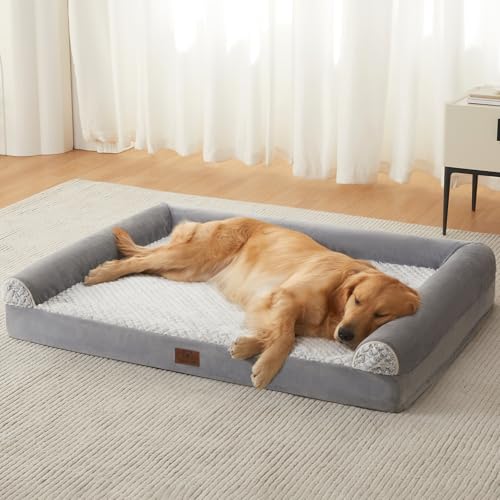 Orthopädische Hundebetten für große Hunde, wasserdichtes Memory-Schaum, großes Hundebett mit Seiten, rutschfester Unterseite und Eierkisten-Schaumstoff, großes Haustier-Couch-Bett mit waschbarem Orthopädische Hundebetten für große Hunde, wasserdichtes Memory-Schaum, großes Hundebett mit Seiten, rutschfester Unterseite und Eierkisten-Schaumstoff, großes Haustier-Couch-Bett mit waschbarem von WNPETHOME
