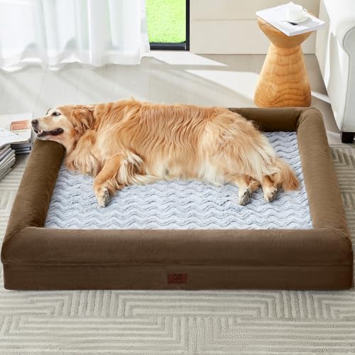 WNPETHOME Waschbare Hundebetten für große Hunde, XXXL Hundebett, orthopädisches Hundesofa mit abnehmbarem und wasserdichtem Bezug, extra großes Hundebett mit Nackenrollen zum Schlafen, riesiges von WNPETHOME