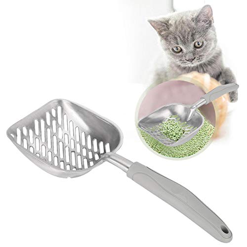 WNSC Metall-Katzenstreu-Schaufel, einfach zu bedienende Katzenstreu-Schaufel Katzenkot-Reinigungswerkzeug Edelstahl leicht zu reinigen für Katzen zum Kotsieben(Grey) von WNSC
