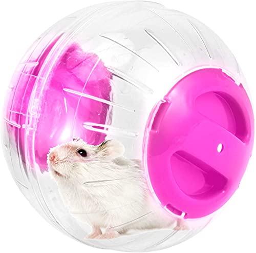 Niedlicher Hamster-Laufball, 11,9 cm, Kristallkugel für Hamster, kleines leises Laufrad, Kleintierkäfig-Zubehör, Kleintier-Haustier-Spielzeug, Maus-Ball (Pink) von WNZQK
