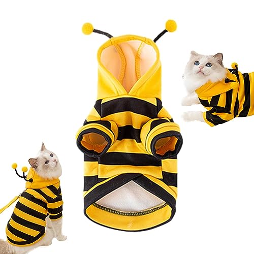 Hundekostüm mit Biene, Halloween-Kostüm für Haustiere, warme Kleidung für Cosplay, Urlaub, weiche Katzen, lustige Outfits, Kleidung für kleine und mittelgroße Hunde Wobblo von WOBBLO