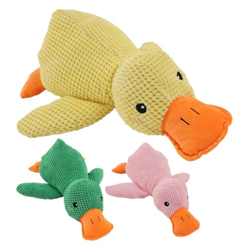 Kauspielzeug für Hunde in Form einer Ente aus Plüsch, Quietschspielzeug für Entenhunde, lustiges Spielzeug für Haustiere, interaktives Kauspielzeug für kleine und mittlere Chi von WOBBLO