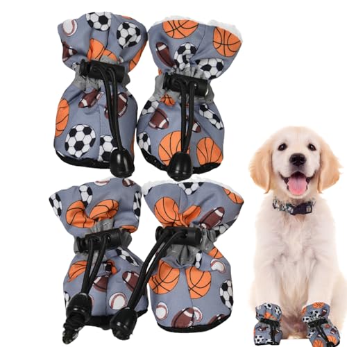 Schneeschuhe für Hunde – 4 Stück rutschfeste Fleece-Schutzstiefel für Hunde mit Eisboden | Warmhalteschuhe für Hunde, für Dobermann Pinscher, Corgi, Wobblo von WOBBLO