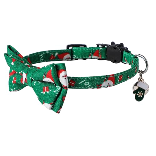 WOBBLO Breakaway Katzenhalsbänder für Weihnachten – niedliches Breakaway-Halsband mit Schleife, verstellbar, Weihnachtshalsbänder mit Schneeflocke, für Katzen, Thanksgiving, Weihnachten, Kätzchen von WOBBLO