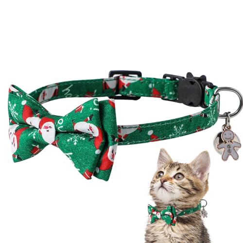 WOBBLO Breakaway Katzenhalsband für Weihnachten, Breakaway mit Glocke, verstellbare Weihnachtshalsbänder mit Schneeflockenschleife für Katzen, Thanksgiving, Weihnachten, Kätzchen, Halloween von WOBBLO