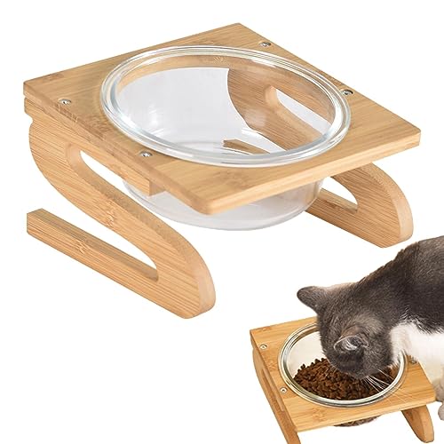 WOBBLO Futter- und Wasserschüsseln für Katzen – Katzennäpfe für Futter und Wasser | Erhöhte geneigte wiederverwendbare Katzenfutterschüsseln, erhöhte Katzenfutterschüsseln für Schüssel von WOBBLO