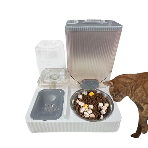 WOBBLO Futterstation und Wasserspender für Haustiere, Set aus Wasser- und Futternapf für Katzen, automatischer Futterspender für Katzen | Spender von WOBBLO