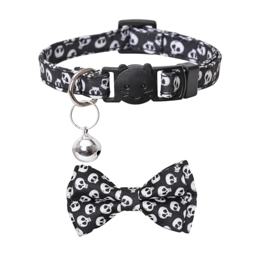 WOBBLO Halsband für Haustiere mit Glocke – gruselige Schleifenhalsbänder aus Spinne und Kürbis für Haustiere | Bekleidungszubehör für Hunde von WOBBLO