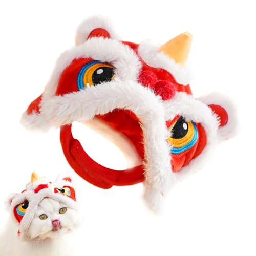 WOBBLO Hut für Hunde, Katzenmützen – süße Katzenkostüme, Löwe, Katze, chinesisches Neujahrskostüm, weiche und warme Kleidung für Katzen, Welpen, von WOBBLO
