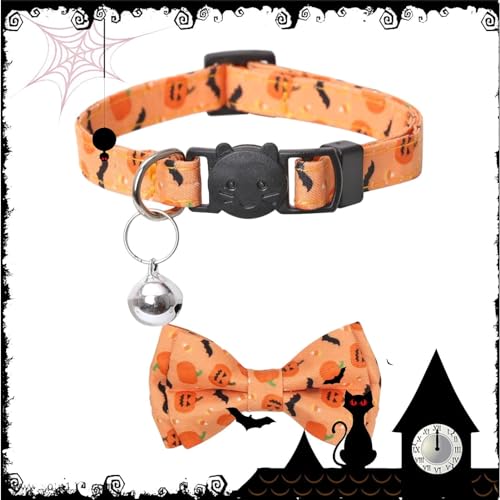 WOBBLO Katzenhalsband für Halloween | Halsbänder mit Schmetterlingsknoten, atmungsaktiv, nicht reizend, für Haustiere – Kleidung für Hunde für Fotografie, Hochzeit, Zuhause von WOBBLO