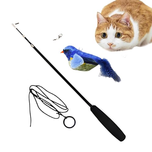 WOBBLO Katzenspielzeug mit Seilen, Spielzeug aus Federn im Vogeldesign – interaktive Entwicklung für Katzen, für Kätzchen im Innenbereich von WOBBLO