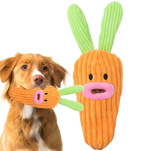 WOBBLO Plüschspielzeug für Hunde mit Karotte, Leckerli-Spender für Hunde mit Karotte, unzerstörbares Kauspielzeug für Hunde, reißfestes Plüsch, kreatives Spielzeug von WOBBLO