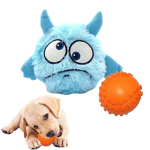 WOBBLO Quietschball für Hunde | Interaktives Hunde-Kauspielzeug in Tierform, 2-in-1-Gummi - Sound-Hundeball für kleine und mittelgroße Welpen, Plüsch-Hundespielzeug, Beißspielzeug für Hunde von WOBBLO