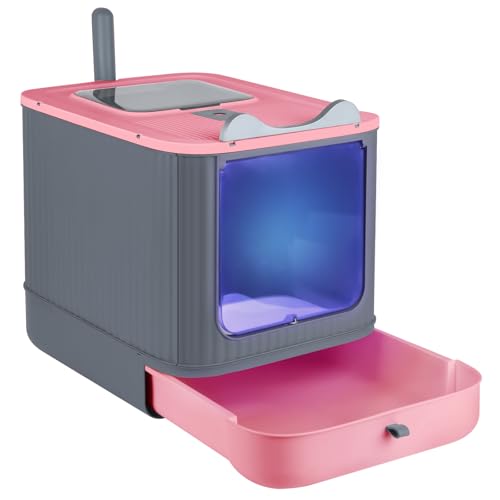 Katzentoilette, Katzentoilette, geschlossene Katzentoilette, Kunststoff (PP) ohne BPA, 44,5 x 36,5 x 34,5 cm, sterilisierte Katzentoilette, Rosa von WODFARR