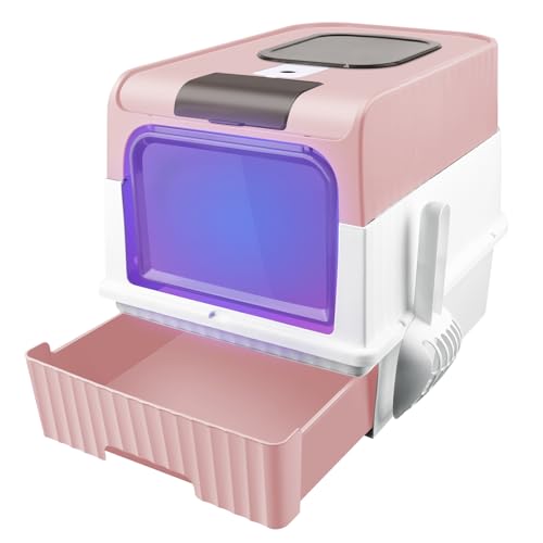 Katzentoilette, Katzentoilette, geschlossene Katzentoilette, Kunststoff (PP) ohne BPA, 48 x 35 x 36 cm, sterilisierte Katzentoilette, Rosa von WODFARR