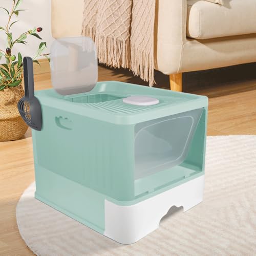Katzentoilette, geschlossene Katzentoilette mit UV-Strahlung und Schaufel, herausnehmbares unteres Fach für eine einfache Reinigung, max. 6 kg (UV-Grün, 48 x 37 x 38 cm) von WODFARR