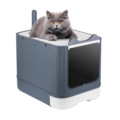 Katzentoilette für Katzen, geschlossenes Toilettenhaus, faltbar, mit Schublade, mit Lufterfrischertasche, Katzentoilette, PP-Harz, Katzenstreuschaufel + Lufterfrischerbeutel, Weiß Katzentoilette für Katzen, geschlossenes Toilettenhaus, faltbar, mit Schublade, mit Lufterfrischertasche, Katzentoilette, PP-Harz, Katzenstreuschaufel + Lufterfrischerbeutel, Weiß von WODFARR
