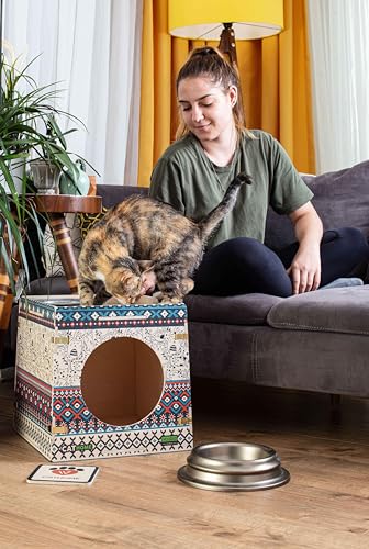 Wodiza Katzenhaus aus Birkensperrholz – Moderne Indoor-Katzenhöhle, Katzenmöbel (Showy Cat, 33,4 x 35,1 x 35,2 cm) von WODIZA
