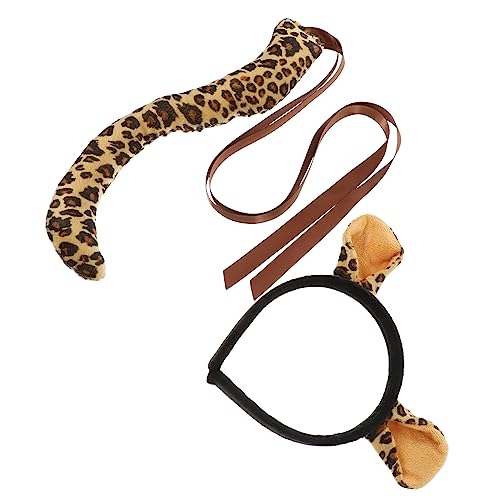 WOFASHPURET 1 Set Cartoon Tierohren Leopard Ohrenschützer Hundeohren Katzenohren Stirnband Mehrere Ponchos Tierohr Haarband Kostümohren Rattenohren Wolf Hundeohrenschützer Fell von WOFASHPURET