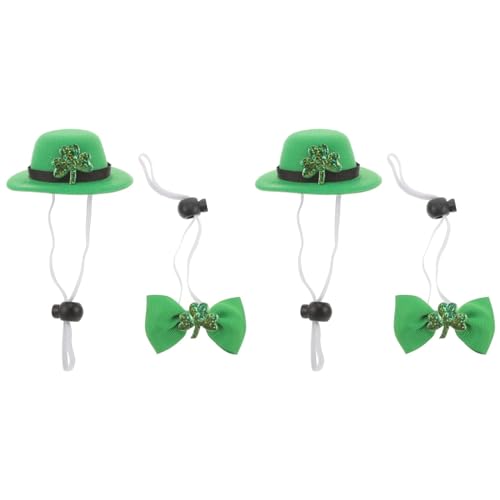 WOFASHPURET 1 Set St. Patricks Day Hundekostüm 2Pcs Set -Krawatte Und Haustier Top Hat Irish Finery Verstellbar Für Welpenkatze Haustierparty Dress Up Cosplay von WOFASHPURET