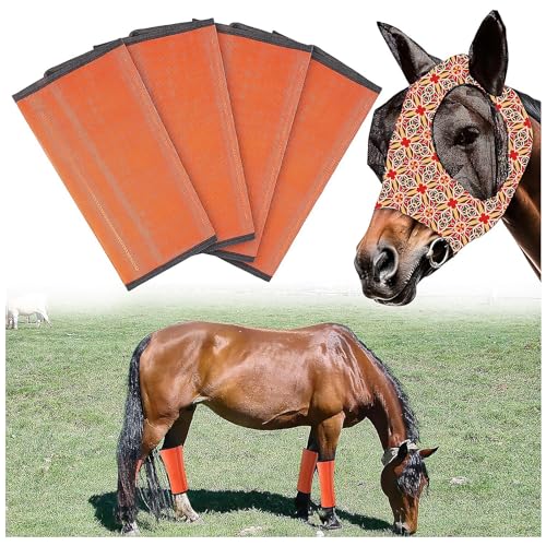 Dehnbare Fliegenmaskenstiefel for Pferde Mesh-Leggings Mit Belüftung Weich Atmungsaktiv Elastisch Glatt Bequem Zubehör for Pferdemasken(Orange) von WOGYOZKA