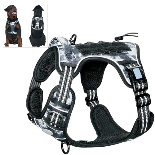 Hundebedarf, Hundebrustgurt, mittlerer und großer Brust- und Rückentrainingsgurt for Hunde, Anti-Länge-Traktionshalsband for Haustiere(Light camo,X-Large) von WOGYOZKA