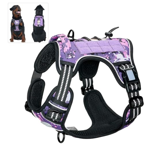 Hundebedarf, Hundebrustgurt, mittlerer und großer Brust- und Rückentrainingsgurt for Hunde, Anti-Länge-Traktionshalsband for Haustiere(Purple camo,X-Large) von WOGYOZKA