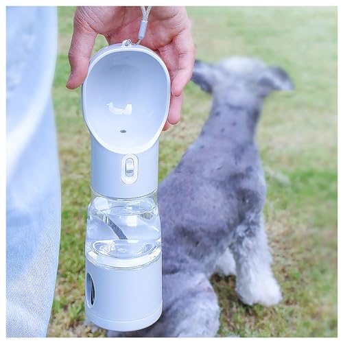 Hundewasserflasche 4-in-1 Tragbarer Reise-Wasserspender for Haustiere Mit Schüssel Futterbehälter Kotbeutelhalter Abfallschaufel for Outdoor-Aktivitäten Wandern Spazierengehen von WOGYOZKA