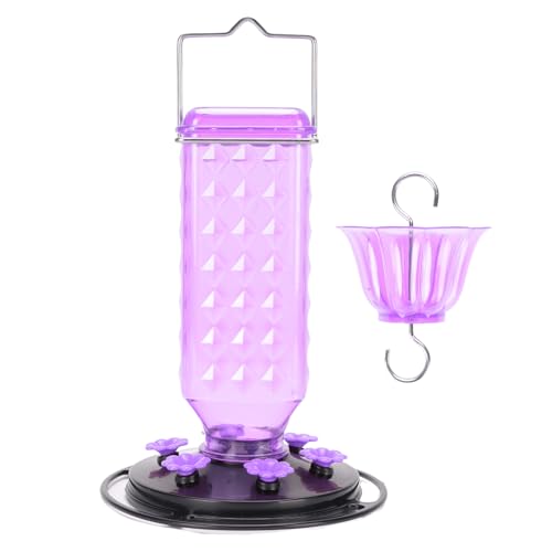 24oz stilvolle hängende Kolibri -Feeder, Bienenbeständige Fenstergartennektar -Feeder mit 6 Blütenhäfen Leckdosen -Basis -Basis -Weitmund -Design (Rot) (Lila) von WOHPNLE