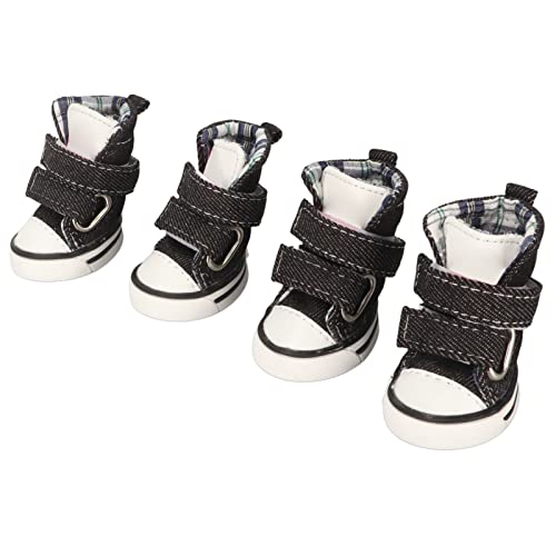 4pcs Haustierhundschuhe, Welpen -Leinwandschuhe, atmungsaktive Saisons Pet Sport Non Slip Canvas -Stiefel für kleine Hunde für kleine Hunde und Gehen im Freien (4) von WOHPNLE