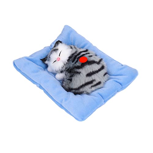 WOHPNLE Gefälschte Katzen schlafendes Kätzchen-Puppenspielzeug, Simulation schlafende Katze auf Pad, interaktives Haustierspielzeug mit Sound, Aktivkohle (Aktivkohlegraue Katze) von WOHPNLE
